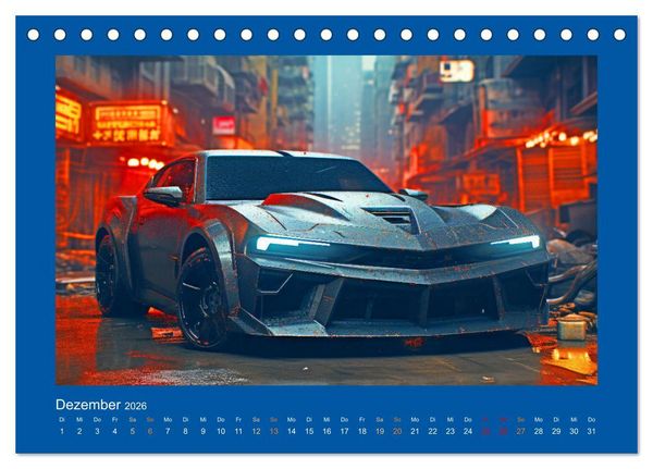 Produktbild: Zukunftsvisionen auf R&auml;dern - Dystopische Fahrzeuge (Tischkalender 2026 DIN A5 quer), CALVENDO Monatskalender