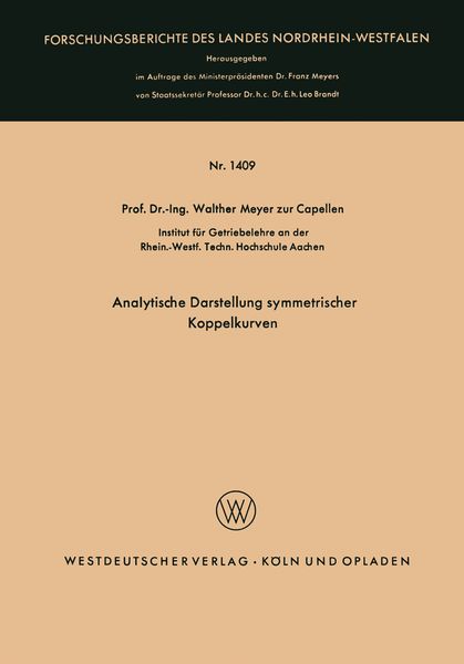 Produktbild: Analytische Darstellung symmetrischer Koppelkurven