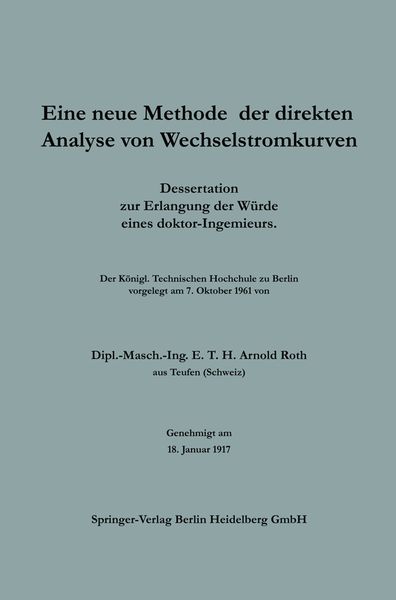 Produktbild: Eine neue Methode der direkten Analyse von Wechselstromkurven