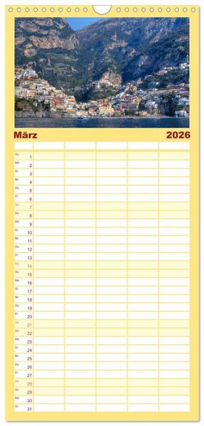 Produktbild: Familienplaner 2026 - Amalfik&uuml;ste und Capri mit 5 Spalten (Wandkalender, 21 x 45 cm) CALVENDO