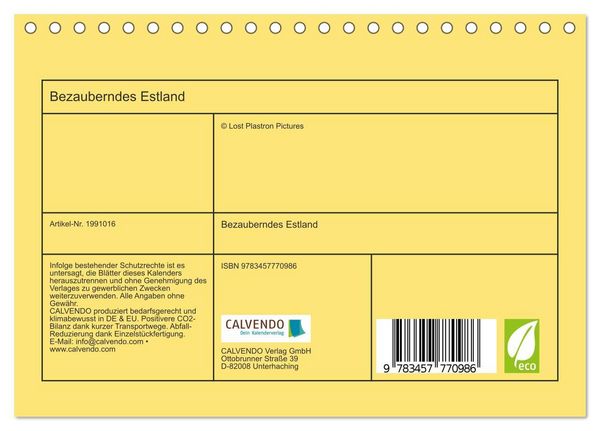 Produktbild: Bezauberndes Estland (Tischkalender 2026 DIN A5 quer), CALVENDO Monatskalender