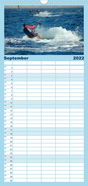 Produktbild: Familienplaner Kitesurfen - Wind und Wellen (Wandkalender 2022 , 21 cm x 45 cm, hoch)