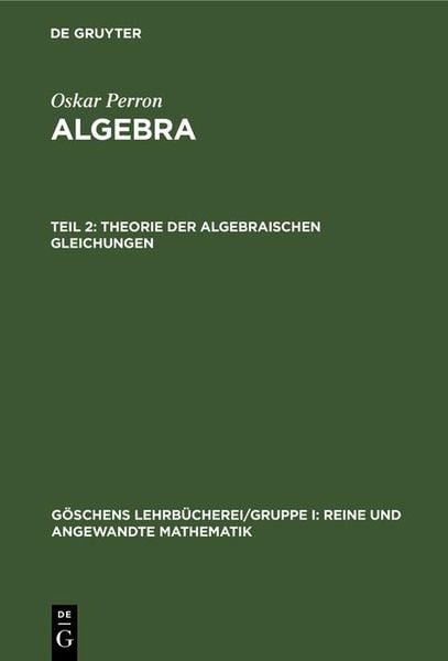 Produktbild: Theorie der algebraischen Gleichungen