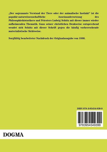Produktbild: Der sogenannte Verstand der Tiere oder der animalische Instinkt