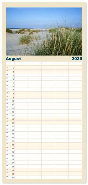 Produktbild: Familienplaner 2026 - Am Strand von Juist mit 5 Spalten (Wandkalender, 21 x 45 cm) CALVENDO