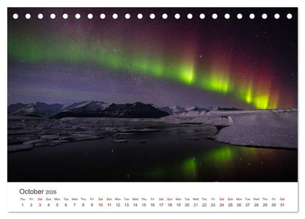 Produktbild: Iceland Aurora - Night Photography by Tony Prower (Desk Calendar 2026 DIN A5 landscape), CALVENDO 12 Month DeskCalendar