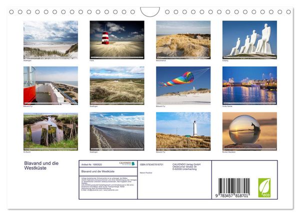 Produktbild: Blavand und die Westk&uuml;ste (Wandkalender 2026 DIN A4 quer), CALVENDO Monatskalender