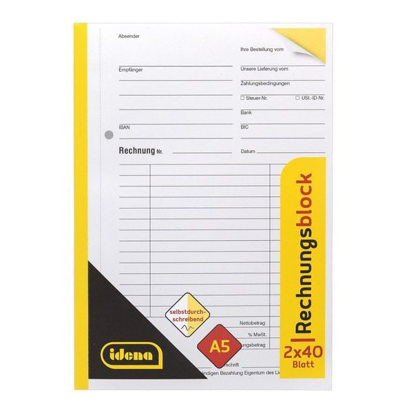 Produktbild: Idena Rechnungsbuch selbstdurchschreibend DIN A5 2x40 Blatt
