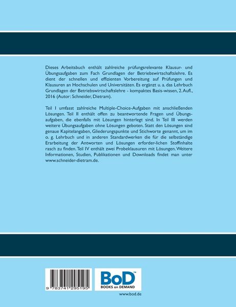 Produktbild: Klausurtraining Grundlagen der Betriebswirtschaftslehre