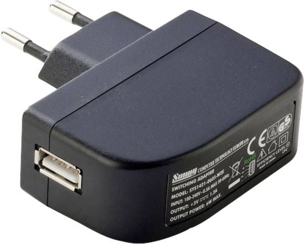 Dehner Elektronik SYS 1638-0605-W2E (Europe USB inlet) Steckernetzteil, Festspannung 5 V/DC 1.2 A 6 W Stabilisiert