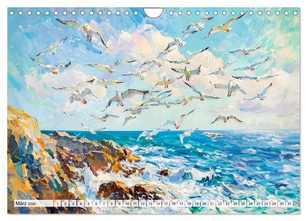 Produktbild: Ein Tag am Meer - Durch die Augen der Impressionisten (Wandkalender 2026 DIN A4 quer), CALVENDO Monatskalender