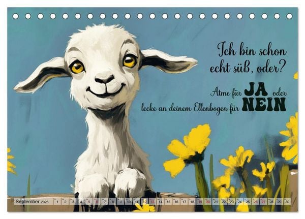 Produktbild: Ziegen, s&uuml;&szlig; aber psycho (Tischkalender 2026 DIN A5 quer), CALVENDO Monatskalender