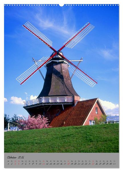 Produktbild: Windm&uuml;hlen in Norddeutschland (Wandkalender 2026 DIN A2 hoch), CALVENDO Monatskalender