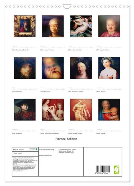 Produktbild: Florenz, Uffizien (Wandkalender 2026 DIN A3 hoch), CALVENDO Monatskalender