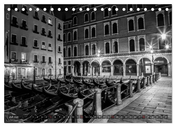 Produktbild: Leuchtendes Venedig &hellip;in monochrom (Tischkalender 2026 DIN A5 quer), CALVENDO Monatskalender