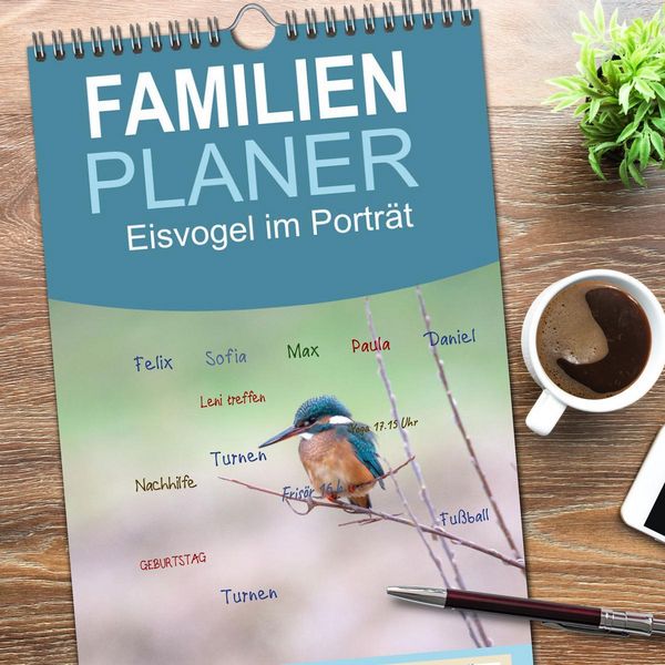 Produktbild: Familienplaner 2026 - Eisvogel im Portr&auml;t mit 5 Spalten (Wandkalender, 21 x 45 cm) CALVENDO