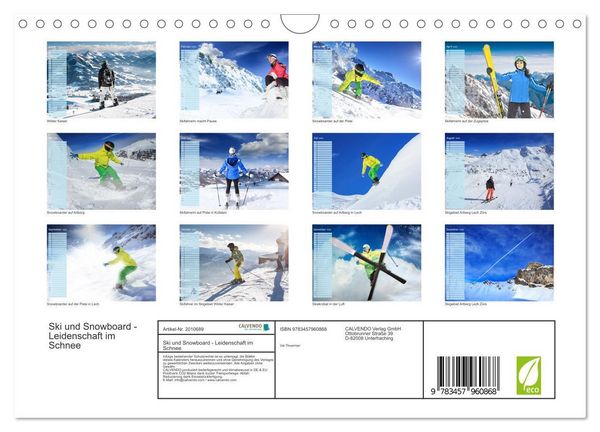Produktbild: Ski und Snowboard - Leidenschaft im Schnee (Wandkalender 2026 DIN A4 quer), CALVENDO Monatskalender