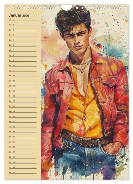 Produktbild: Verwegene Jungs. Pin-up-M&auml;nner im Stil der 50er Jahre (Wandkalender 2026 DIN A4 hoch), CALVENDO Monatskalender