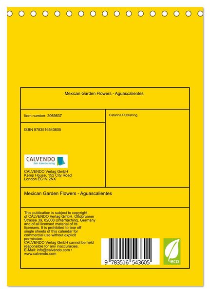 Produktbild: Mexican Garden Flowers - Aguascalientes (Desk Calendar 2026 DIN A5 portrait), CALVENDO 12 Month DeskCalendar