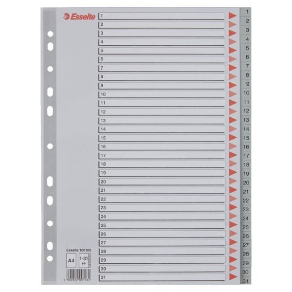 LEITZ Register Nr. 1 bis 31 grau/rot DIN A4