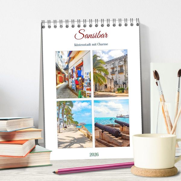 Produktbild: Sansibar - K&uuml;stenstadt mit Charme (Tischkalender 2026 DIN A5 hoch), CALVENDO Monatskalender