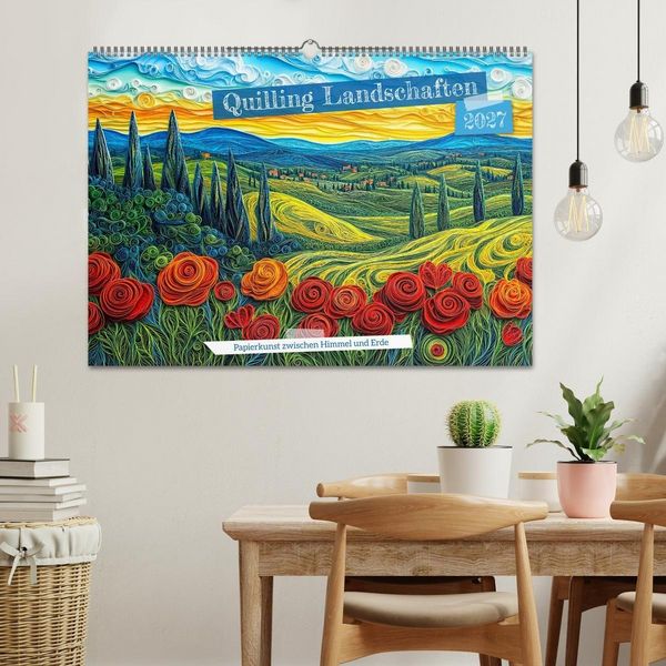 Produktbild: Quilling Landschaften - Papierkunst zwischen Himmel und Erde (Wandkalender 2027 DIN A2 quer), CALVENDO Monatskalender