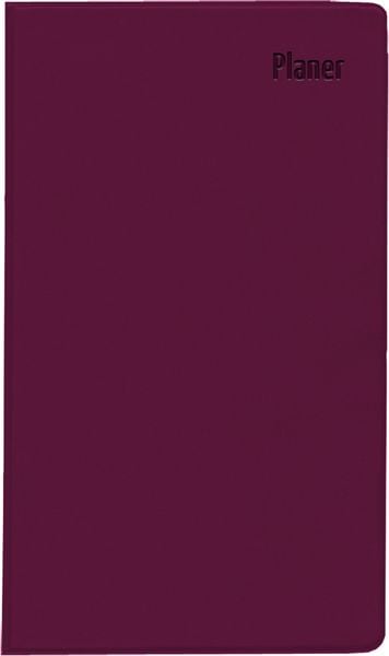 Taschenplaner bordeaux 2025 - Bürokalender 9,5x16 cm - 32 Seiten - 1 Monat auf 2 Seiten - separates Adressheft - faltbar