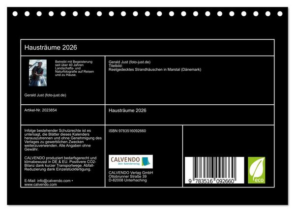 Produktbild: Haustr&auml;ume 2026 (Tischkalender 2026 DIN A5 quer), CALVENDO Monatskalender