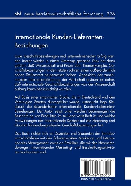 Produktbild: Internationale Kunden-Lieferanten-Beziehungen