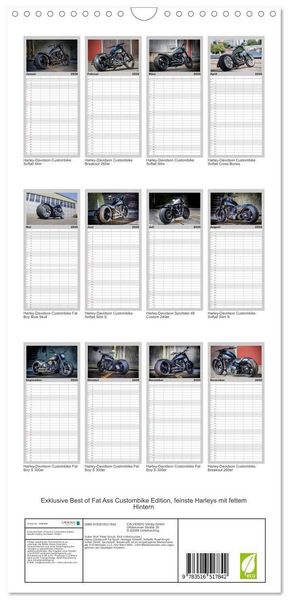 Produktbild: Familienplaner 2026 - Exklusive Best of Fat Ass Custombike Edition, feinste Harleys mit fettem Hintern mit 5 Spalten (Wandkalender, 21 x 45 cm) CALVENDO