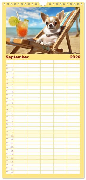 Produktbild: Familienplaner 2026 - Chillige Chihuahuas - Entspannte Fellnasen genie&szlig;en das Leben mit 5 Spalten (Wandkalender, 21 x 45 cm) CALVENDO