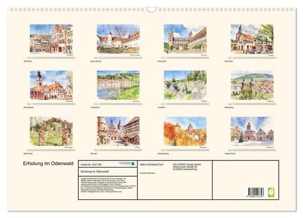 Produktbild: Erholung im Odenwald (Wandkalender 2027 DIN A2 quer), CALVENDO Monatskalender