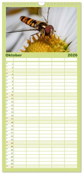 Produktbild: Familienplaner 2026 - Makrowelten Tierreich mit 5 Spalten (Wandkalender, 21 x 45 cm) CALVENDO