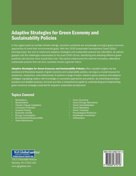 Produktbild: Adaptive Strategies for Green Economy and Sustainability Policies