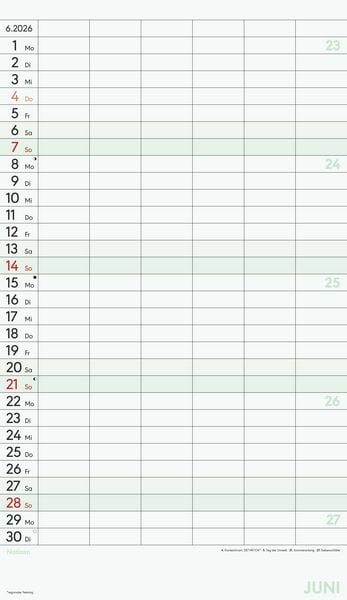 Produktbild: Superplaner XL 2026 6 Spalten - Familien-Timer 26x45 cm - Offset-Papier - mit Ferienterminen - Wand-Planer - Familienkalender - Alpha Edition