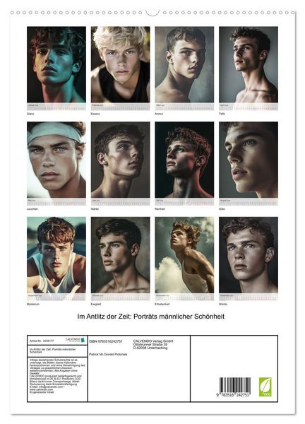 Produktbild: Im Antlitz der Zeit: Portr&auml;ts m&auml;nnlicher Sch&ouml;nheit (hochwertiger Premium Wandkalender 2026 DIN A2 hoch), Kunstdruck in Hochglanz