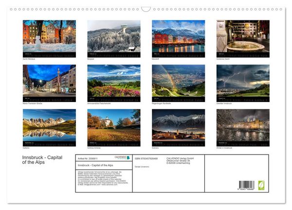 Produktbild: Innsbruck - Capital of the Alps (Wandkalender 2026 DIN A2 quer), CALVENDO Monatskalender