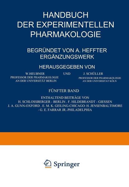Produktbild: Handbuch der Experimentellen Pharmakologie - Erg&auml;nzungswerk
