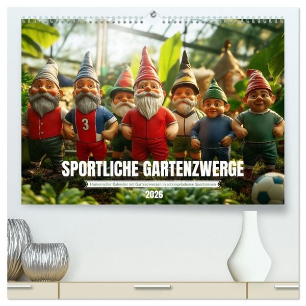 Produktbild: Sportliche Gartenzwerge (hochwertiger Premium Wandkalender 2026 DIN A2 quer), Kunstdruck in Hochglanz