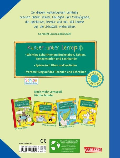Produktbild: Schlau für die Schule: Mein kunterbuntes dickes Lernheft: Buchstaben und Zahlen