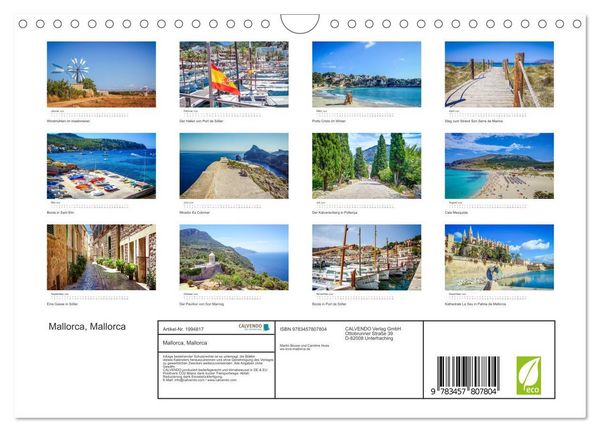 Produktbild: Mallorca, Mallorca (Wandkalender 2026 DIN A4 quer), CALVENDO Monatskalender