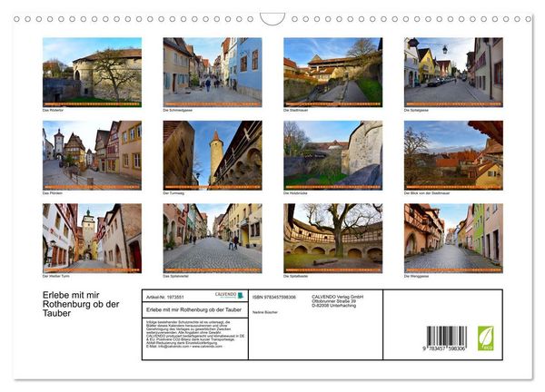 Produktbild: Erlebe mit mir Rothenburg ob der Tauber (Wandkalender 2026 DIN A3 quer), CALVENDO Monatskalender