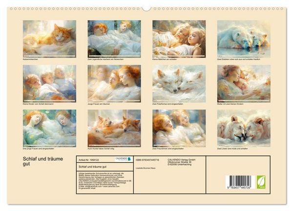 Produktbild: Schlaf und tr&auml;ume gut (hochwertiger Premium Wandkalender 2026 DIN A2 quer), Kunstdruck in Hochglanz