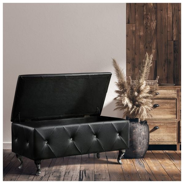 HTI-Living Gepolsterte Sitzbank mit Truhe Maribella Schwarz