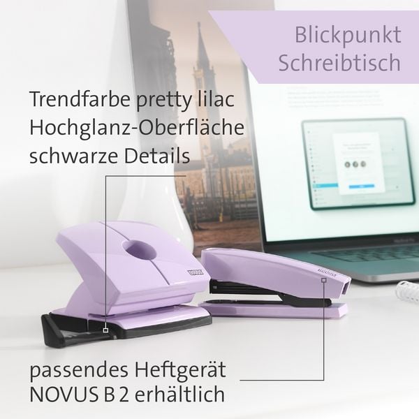 Produktbild: novus B&uuml;rolocher B220 COLOR ID 2.0 pretty lilac