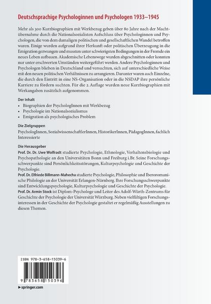 Produktbild: Deutschsprachige Psychologinnen und Psychologen 1933&ndash;1945