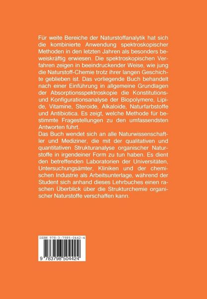 Produktbild: Struktur und Absorptionsspektroskopie Organischer Naturstoffe
