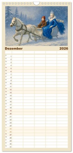 Produktbild: Familienplaner 2026 - Hans Christian Andersen. Sein Leben, seine Werke mit 5 Spalten (Wandkalender, 21 x 45 cm) CALVENDO