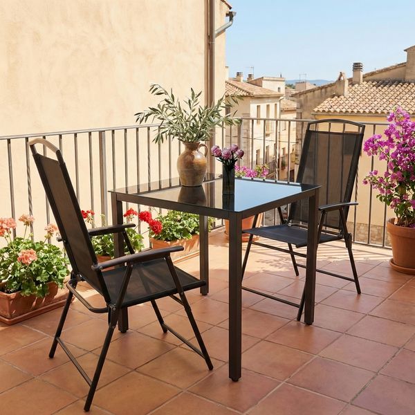 Produktbild: 3-tlg Sitzgruppe Gartenm&ouml;bel Tisch St&uuml;hle Set 80S