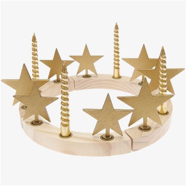 Produktbild: Holzfiguren f&uuml;r Adventskranz, Stern gold,